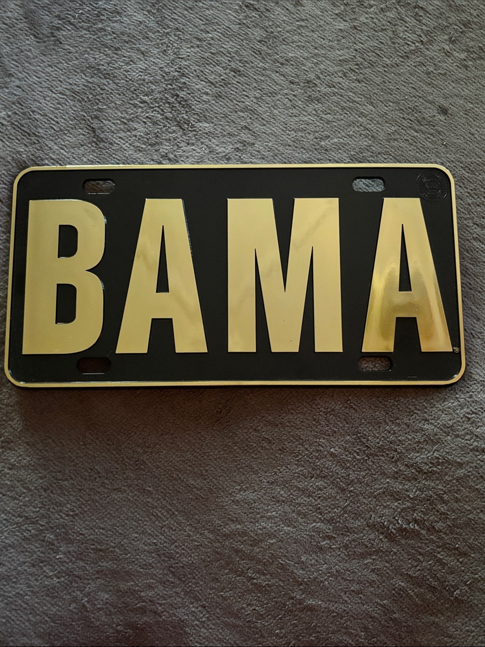 BAMA Gold Letter License Plate Decor